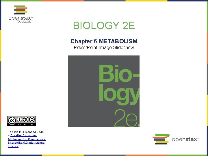 BIOLOGY 2 E Chapter 6 METABOLISM Power. Point Image Slideshow This work is licensed