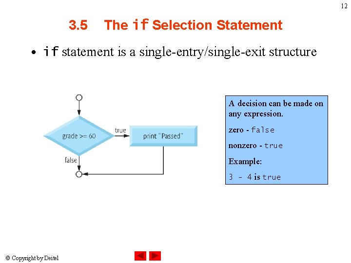 12 3. 5 The if Selection Statement • if statement is a single-entry/single-exit structure