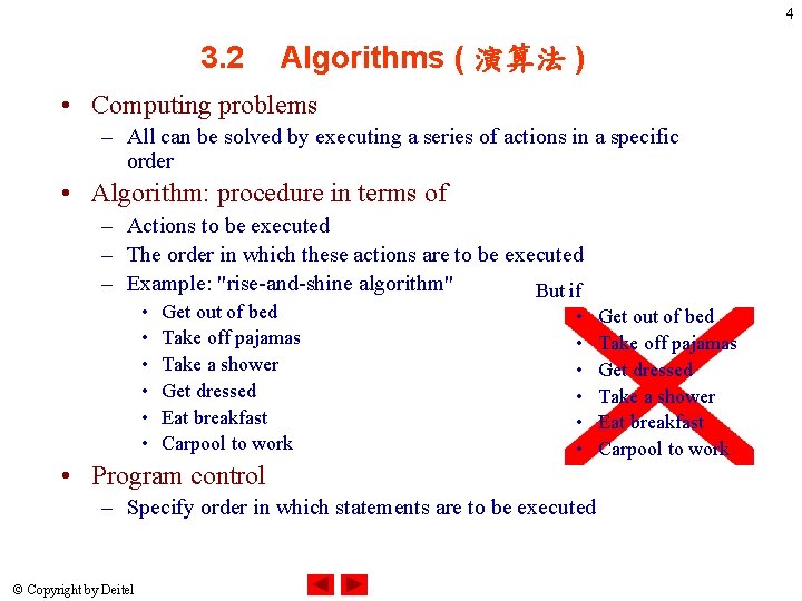 4 3. 2 Algorithms ( 演算法 ) • Computing problems – All can be