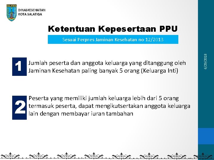 DINASKESEHATAN KOTA SALATIGA Ketentuan Kepesertaan PPU 1 Jumlah peserta dan anggota keluarga yang ditanggung