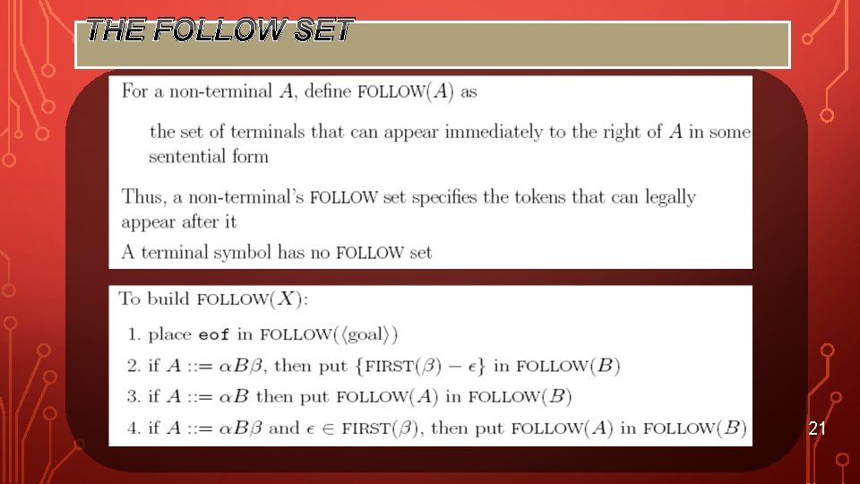 THE FOLLOW SET 21 