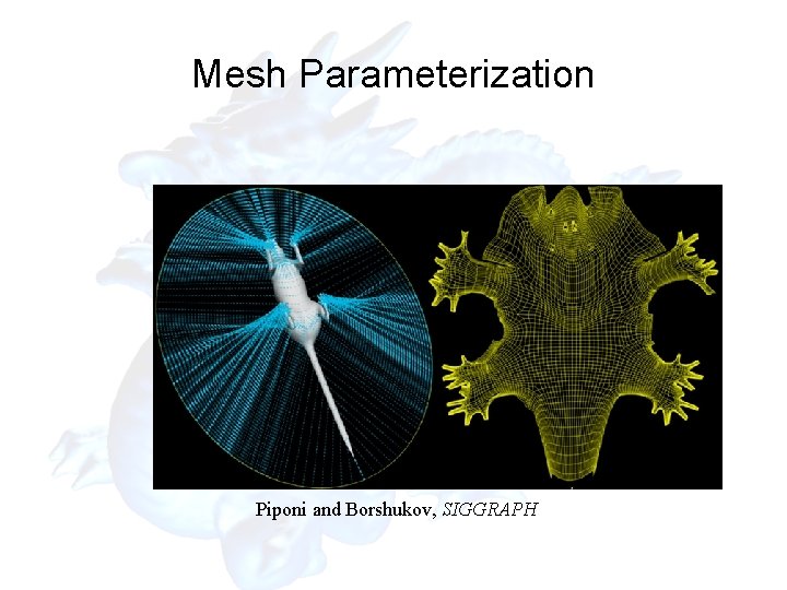Mesh Parameterization Piponi and Borshukov, SIGGRAPH 