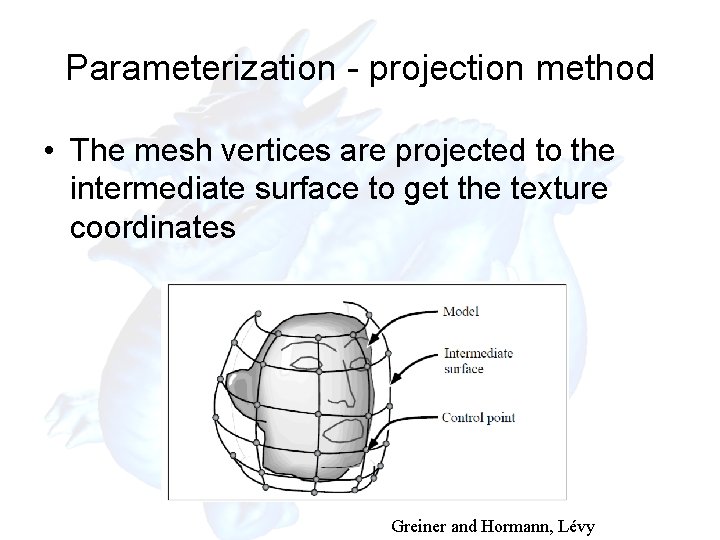 Parameterization - projection method • The mesh vertices are projected to the intermediate surface