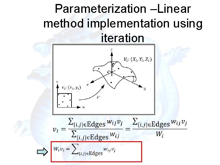 Parameterization –Linear method implementation using iteration 