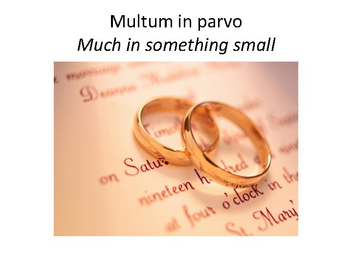 Multum in parvo Much in something small 