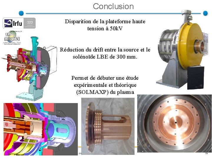 Conclusion Disparition de la plateforme haute tension à 50 k. V Réduction du drift