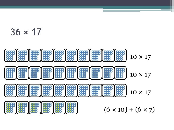 36 × 17 10 × 17 (6 × 10) + (6 × 7) 