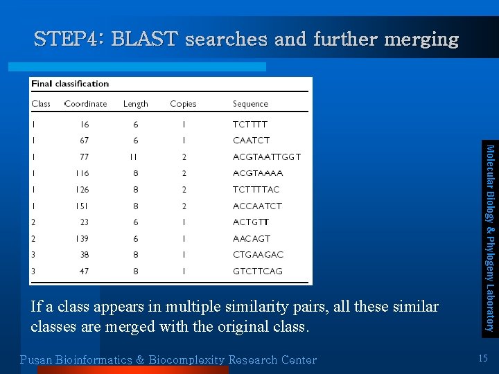 STEP 4: BLAST searches and further merging Pusan Bioinformatics & Biocomplexity Research Center Molecular STEP 4: BLAST searches and further merging Pusan Bioinformatics & Biocomplexity Research Center Molecular