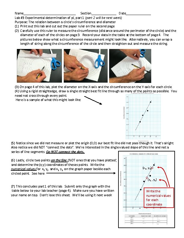 Name_______________ Section_______ Date_______ Lab #3 Experimental determination of pi, part 1 (part 2 will