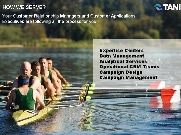 HOW WE SERVE? Your Customer Relationship Managers and Customer Applications Executives are following all