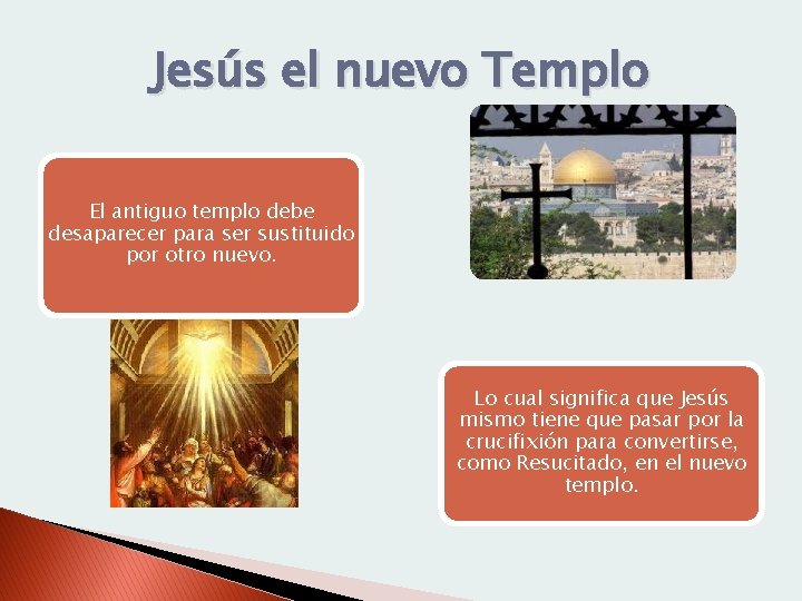 Jesús el nuevo Templo El antiguo templo debe desaparecer para ser sustituido por otro