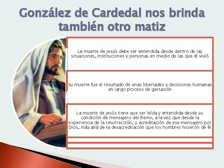 González de Cardedal nos brinda también otro matiz La muerte de Jesús debe ser