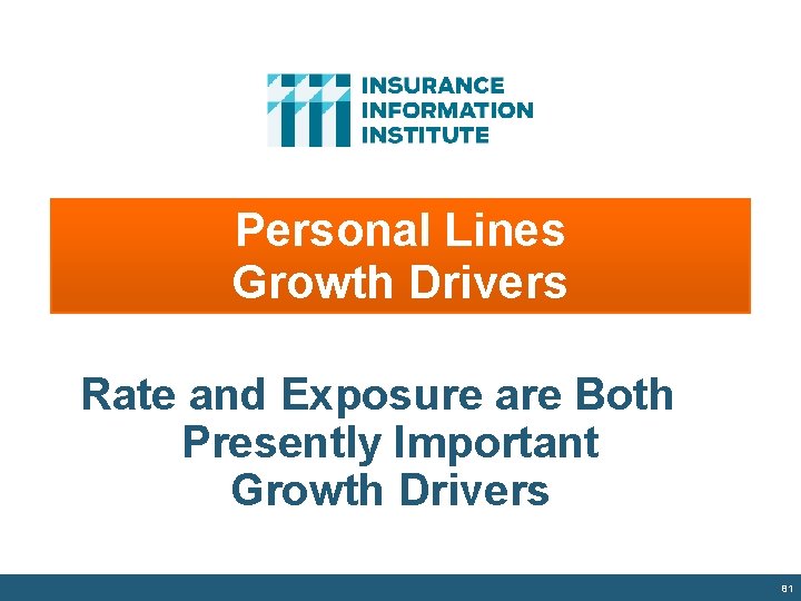 Personal Lines Growth Drivers Rate and Exposure are Both Presently Important Growth Drivers 81