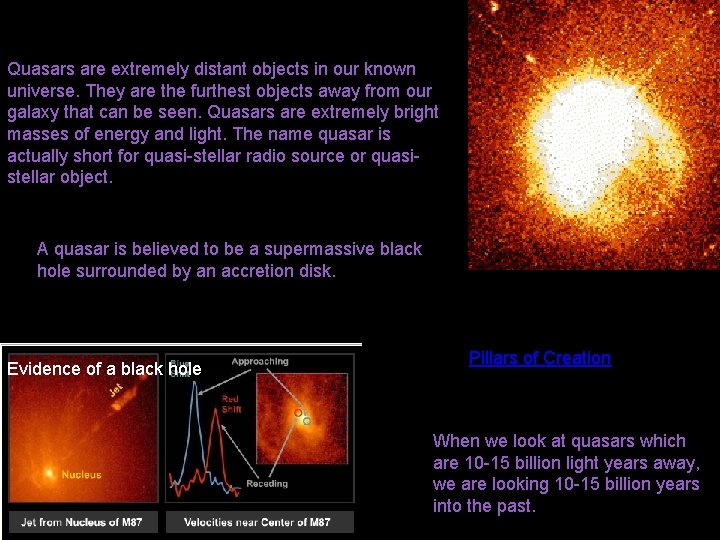 Quasars are extremely distant objects in our known universe. They are the furthest objects