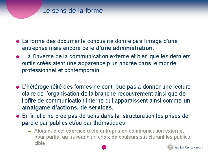 Le sens de la forme La forme des documents conçus ne donne pas l’image