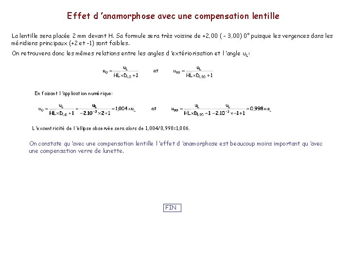 Effet d ’anamorphose avec une compensation lentille La lentille sera placée 2 mm devant