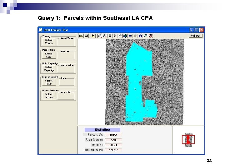 Query 1: Parcels within Southeast LA CPA 33 