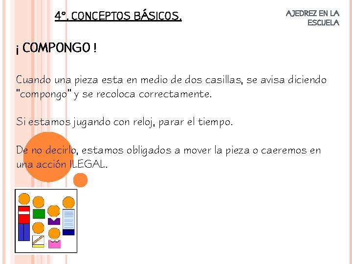 4º. CONCEPTOS BÁSICOS. AJEDREZ EN LA ESCUELA ¡ COMPONGO ! Cuando una pieza esta