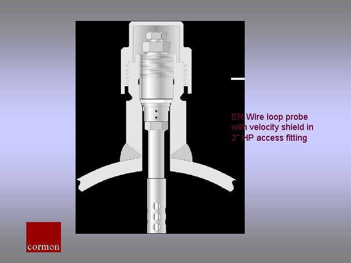 ER Wire loop probe with velocity shield in 2” HP access fitting 