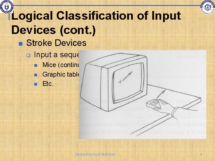 Logical Classification of Input Devices (cont. ) Stroke Devices q Input a sequence of
