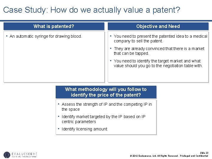 Case Study: How do we actually value a patent? What is patented? • An