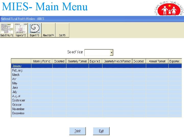 MIES- Main Menu 