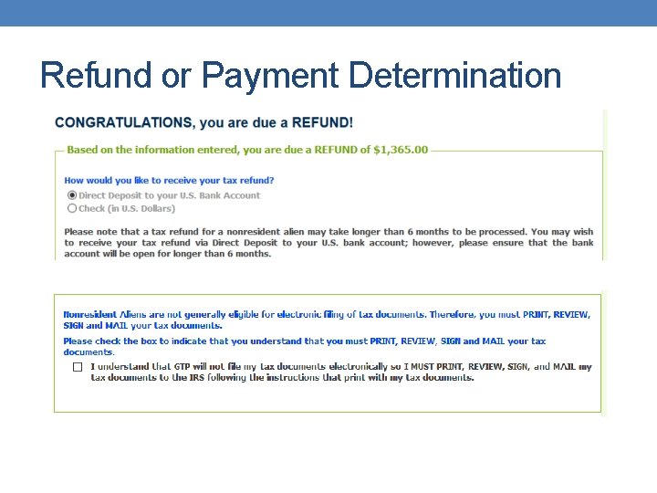 Refund or Payment Determination 