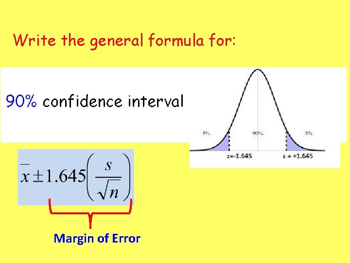 Write the general formula for: Margin of Error 