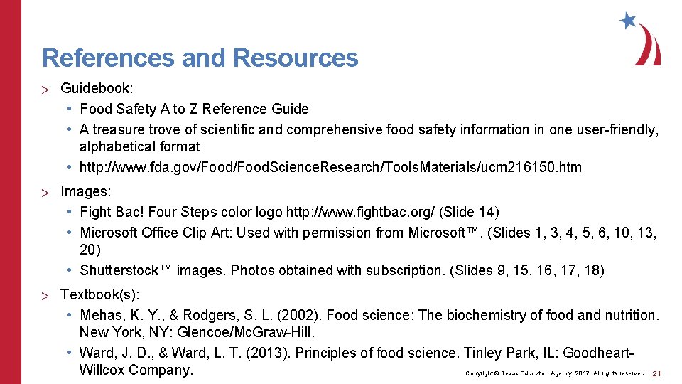 References and Resources > Guidebook: • Food Safety A to Z Reference Guide •