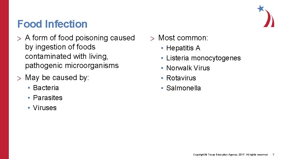 Food Infection > A form of food poisoning caused by ingestion of foods contaminated