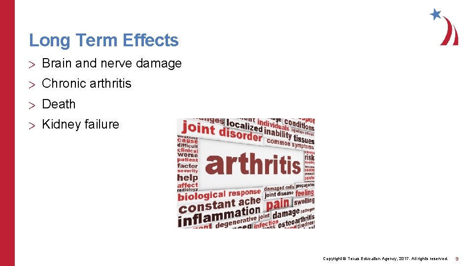 Long Term Effects > Brain and nerve damage > Chronic arthritis > Death >