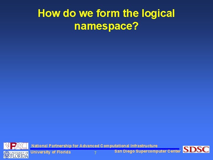 How do we form the logical namespace? National Partnership for Advanced Computational Infrastructure San