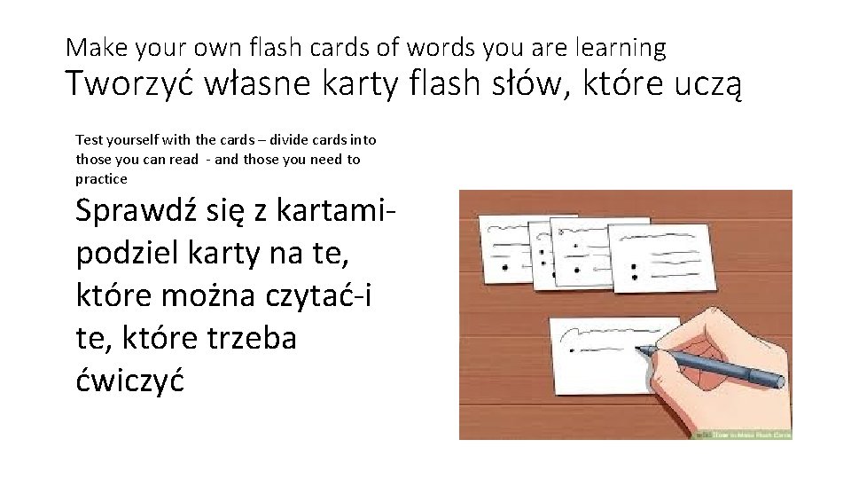 Make your own flash cards of words you are learning Tworzyć własne karty flash
