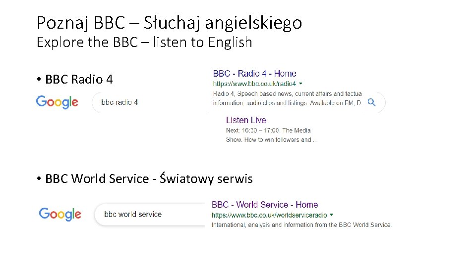 Poznaj BBC – Słuchaj angielskiego Explore the BBC – listen to English • BBC