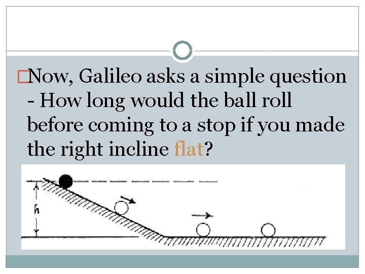 �Now, Galileo asks a simple question - How long would the ball roll before