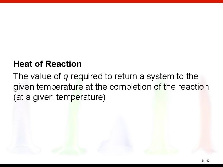 Heat of Reaction The value of q required to return a system to the