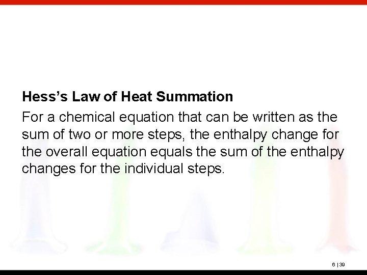 Hess’s Law of Heat Summation For a chemical equation that can be written as