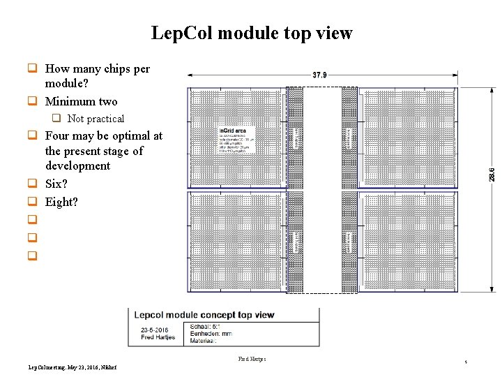 Lep. Col module top view q How many chips per module? q Minimum two