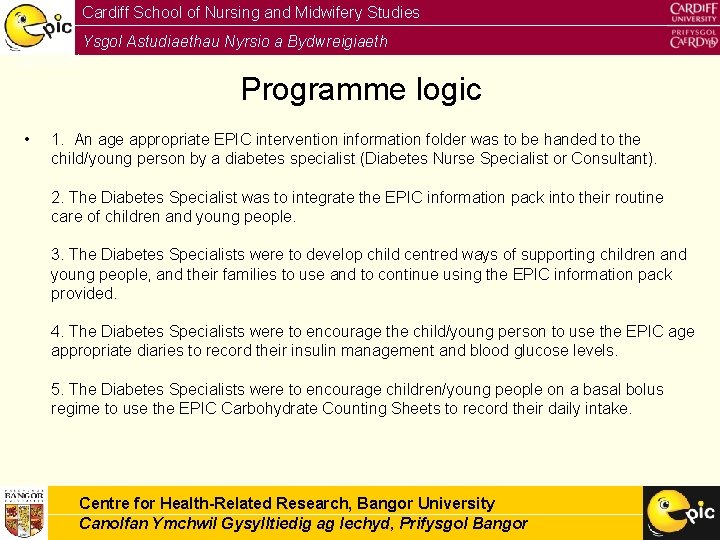 Cardiff School of Nursing and Midwifery Studies Ysgol Astudiaethau Nyrsio a Bydwreigiaeth Caerdydd Programme