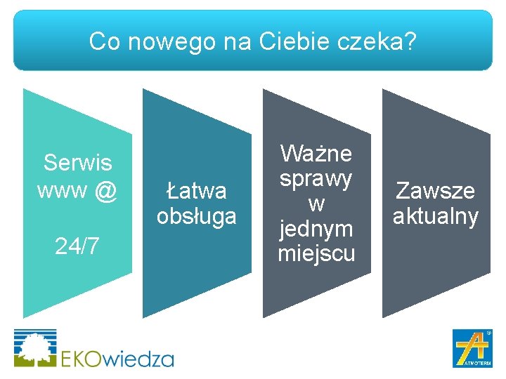 Co nowego na Ciebie czeka? Serwis www @ 24/7 Łatwa obsługa Ważne sprawy w