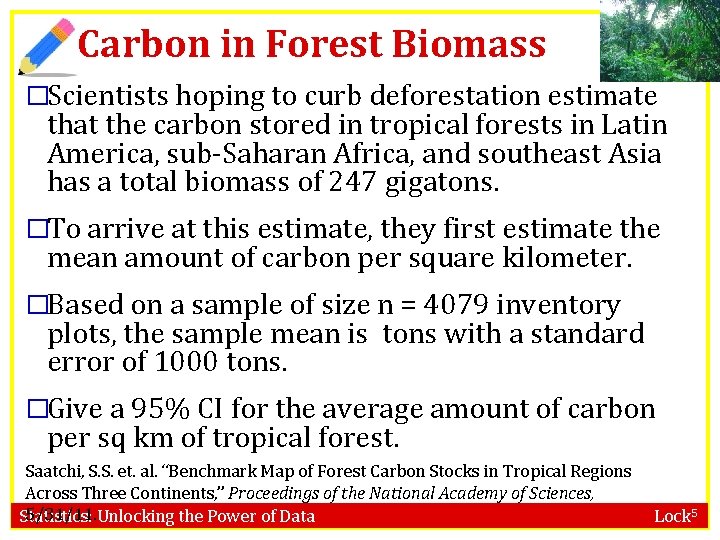 Carbon in Forest Biomass �Scientists hoping to curb deforestation estimate that the carbon stored