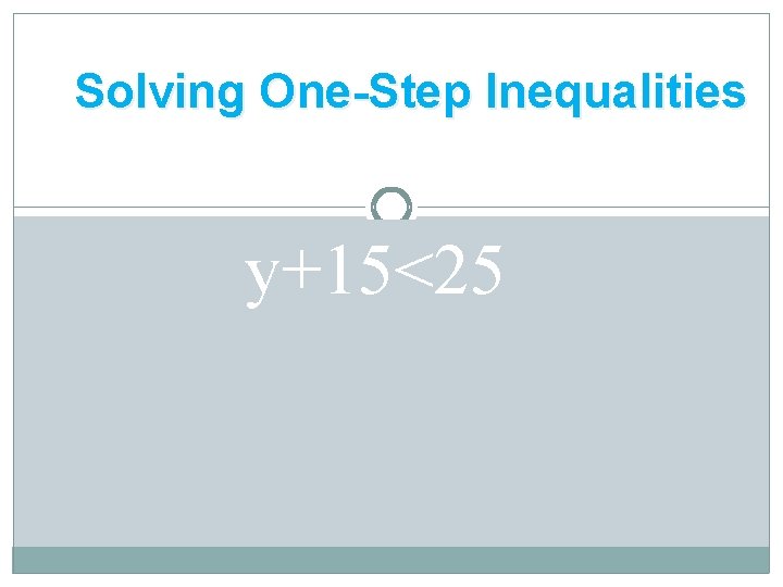 Solving One-Step Inequalities y+15<25 