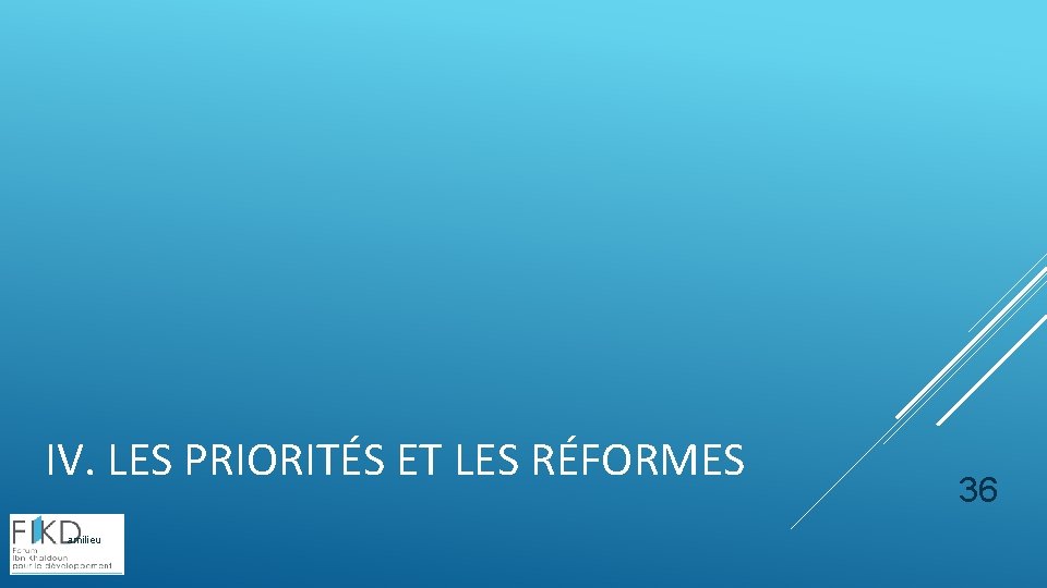 IV. LES PRIORITÉS ET LES RÉFORMES amilieu 36 