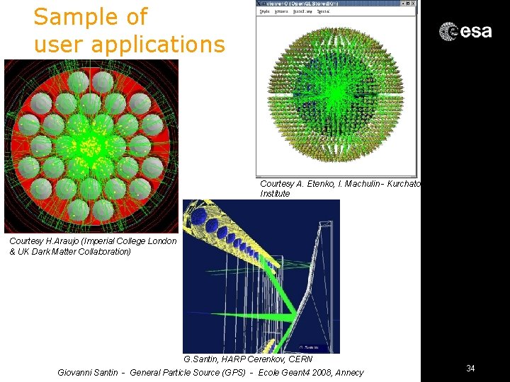 Sample of user applications Courtesy A. Etenko, I. Machulin - Kurchatov Institute Courtesy H.