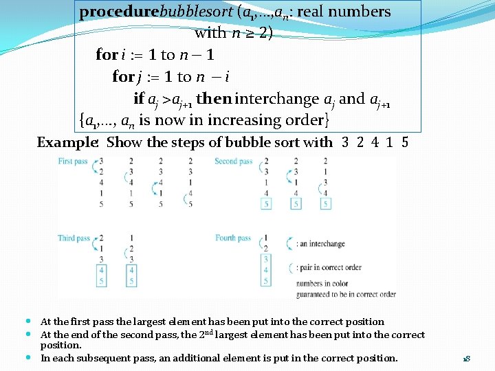 procedurebubblesort (a 1, …, an: real numbers with n ≥ 2) for i :