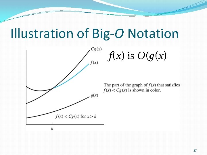 Illustration of Big-O Notation f(x) is O(g(x) 37 