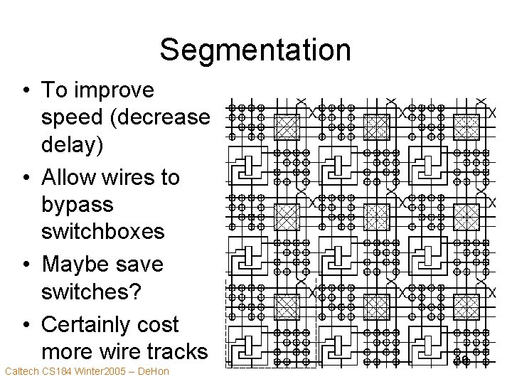 Segmentation • To improve speed (decrease delay) • Allow wires to bypass switchboxes •