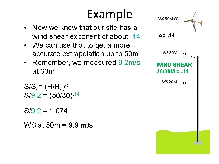 Example • Now we know that our site has a wind shear exponent of