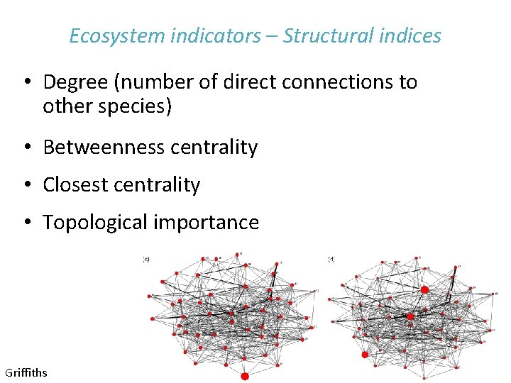Ecosystem indicators – Structural indices • Degree (number of direct connections to other species)