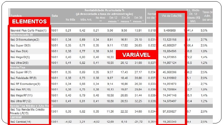 ELEMENTOS VARIÁVEL 